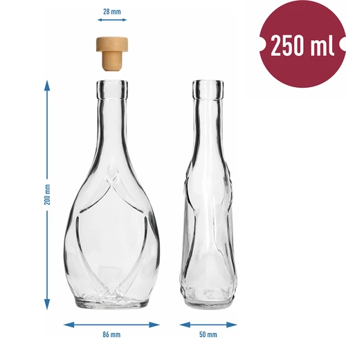 Ozdobná láhev ICONA 250 ml, se zátkou typu hříbek, 1 ks - 5