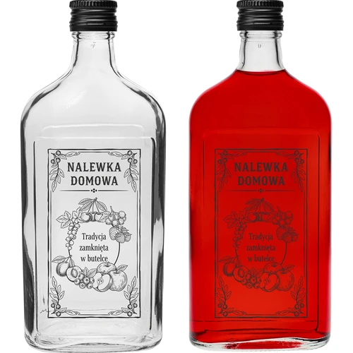 Láhev – placatka 500 ml se šroubovacím uzávěrem, potisk „Domácí likér“, 1 ks