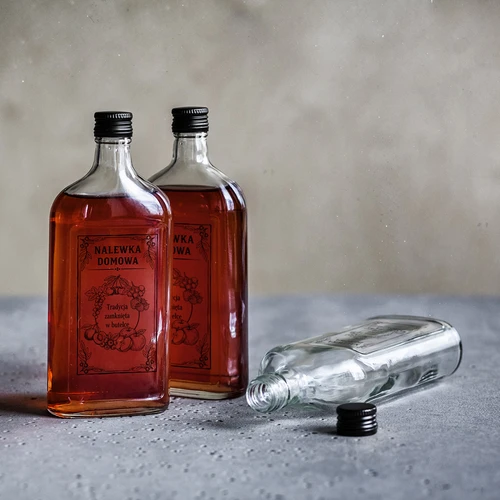 Láhev – placatka 500 ml se šroubovacím uzávěrem, potisk „Domácí likér“, 1 ks - 5