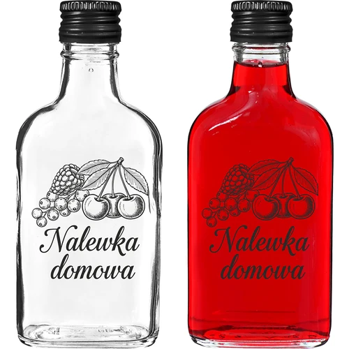 Láhev – placatka 200 ml se šroubovacím uzávěrem, potisk „Nalewka domowa”, 1 ks