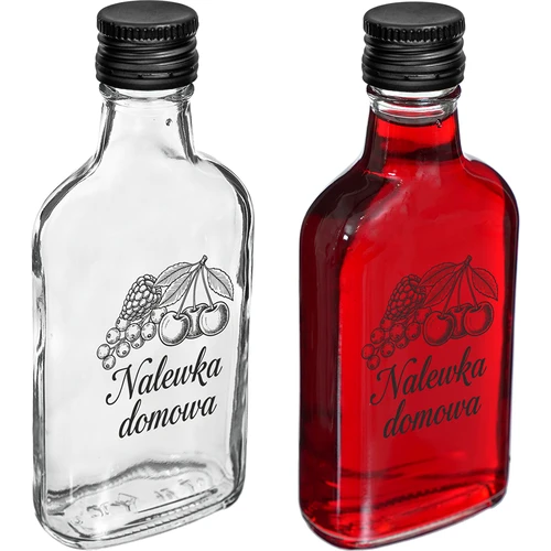 Láhev – placatka 200 ml se šroubovacím uzávěrem, potisk „Nalewka domowa”, 1 ks - 2