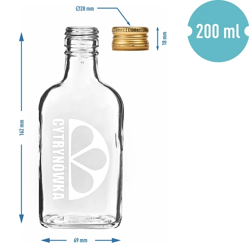 Ploskačka 200 ml se šroubovacím víčkem a potiskem „Cytrynówka”, vzor 2 - 4