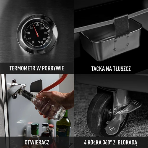 Plynový gril dragON BBQ101, 11,7 kW, černo-stříbrný - 8