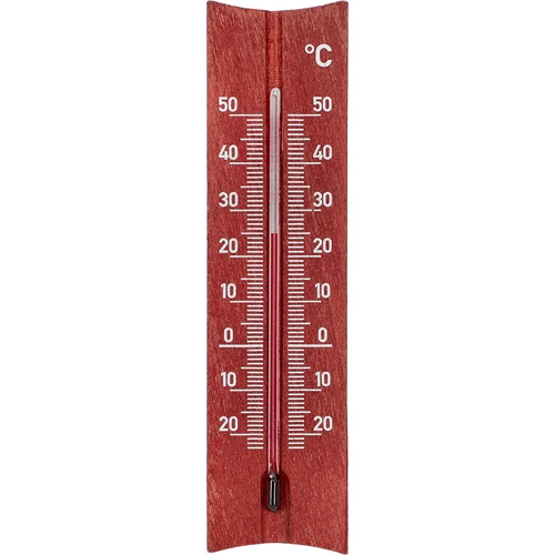 Pokojový dřevěný teploměr (-20 do +50°C), barva mahagonu, 15 cm
