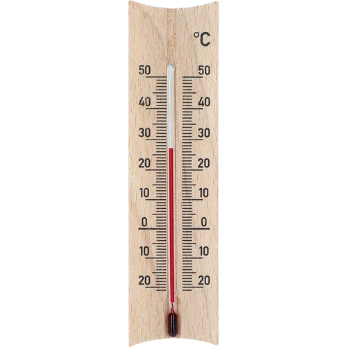 Pokojový dřevěný teploměr (-20 do +50°C), světle hnědý, 15 cm