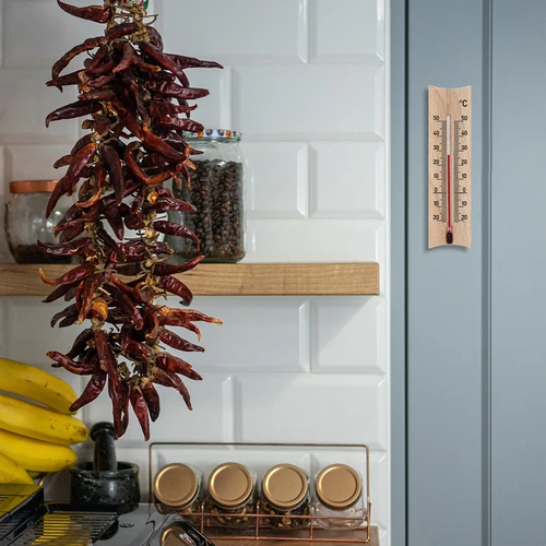 Pokojový dřevěný teploměr (-20 do +50°C), světle hnědý, 15 cm - 6