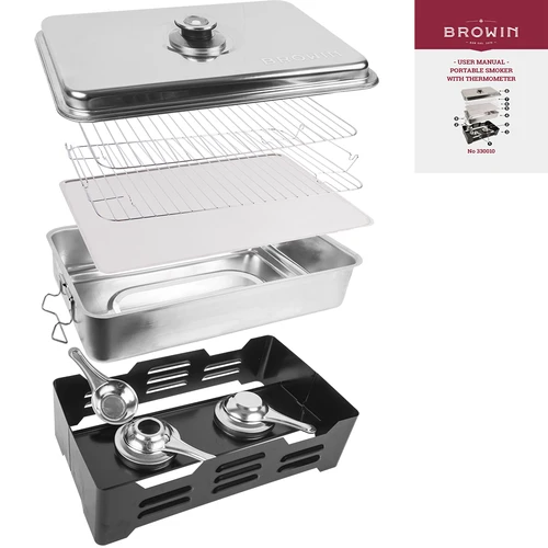 Přenosná udírna s teploměrem a ovocnými štěpkami - 5