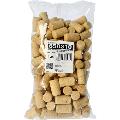 Přírodní válcový korek d.22x38 -100 ks aglomerát - 2