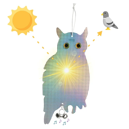 Reflexní závěs odpuzující ptáky - sova se zvonečky - 5