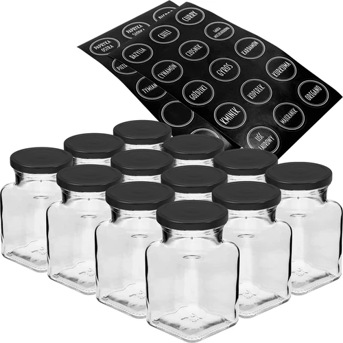 Sada 12 x sklenice 150ml + 30 etiket na označení koření