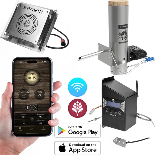 Sada dragON pro udírnu – moduly IQ s Wi‑Fi a generátor kouře JET 2 LONG s popelníkem