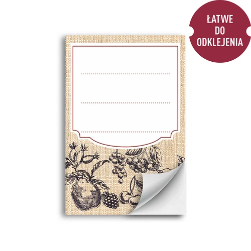 Samolepicí etikety 60 x 90 mm na lahve, sklenice ovoce skica - 20 ks. - 2