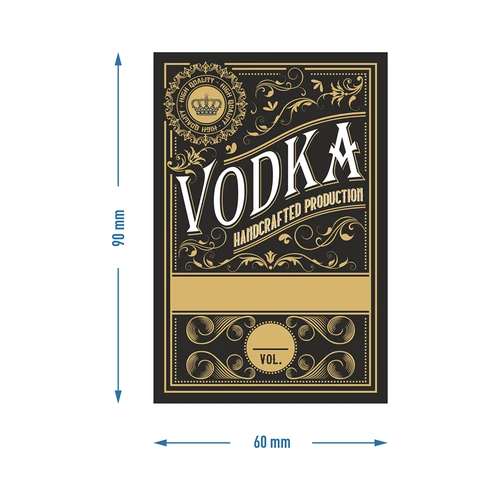 Samolepicí etikety 60x90 mm na lahve, vodku, černé, 20 ks - 4
