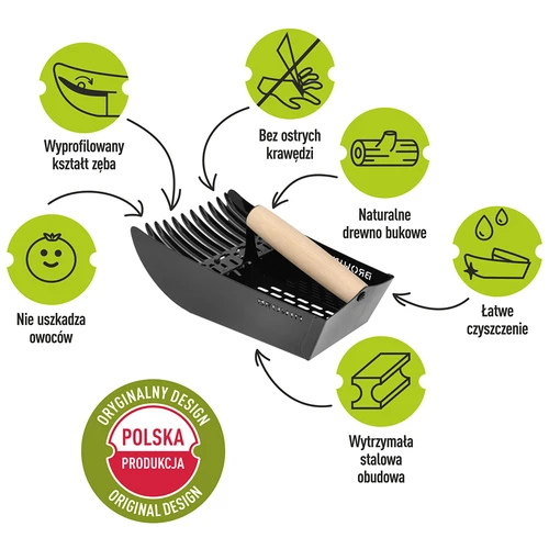 Sběrač drobného ovoce, kovový černý - 9