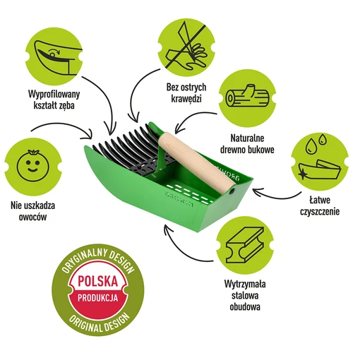 Sběrač na drobné ovoce, kovový zelený - 8