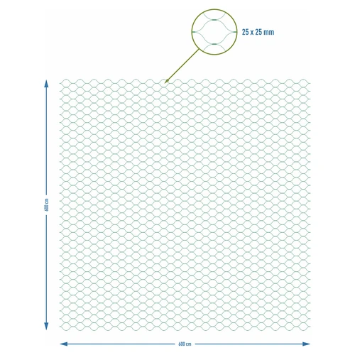 Síť na ochranu před ptáky, zelená, 6 m x 6 m - 7