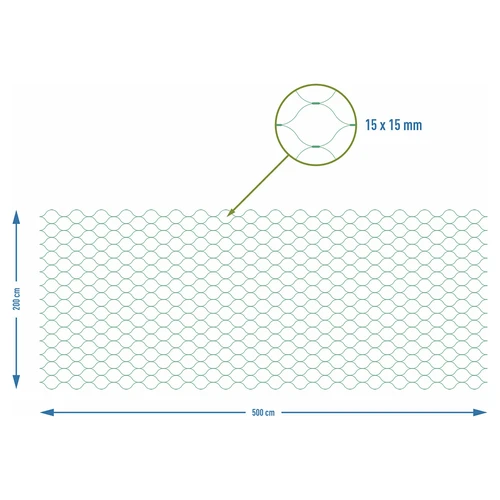 Síť pro ochranu před ptáky, zelená, 2 m x 5 m - 7