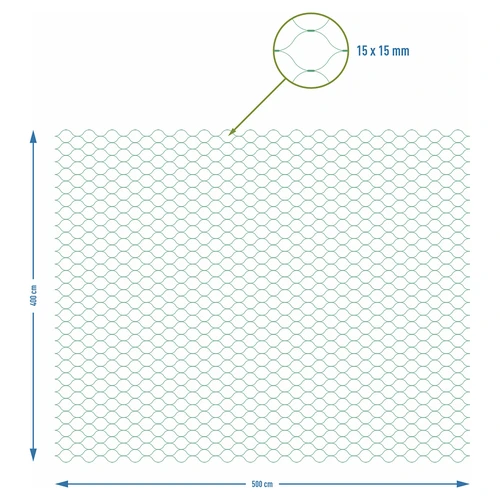 Síť pro ochranu před ptáky, zelená, 4 m x 5 m - 7