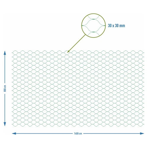Síť pro ochranu před ptáky, zelená, 8 m x 14 m - 7