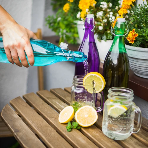 Skleněná láhev 1 L s hermetickým uzávěrem - v různých barvách - 5