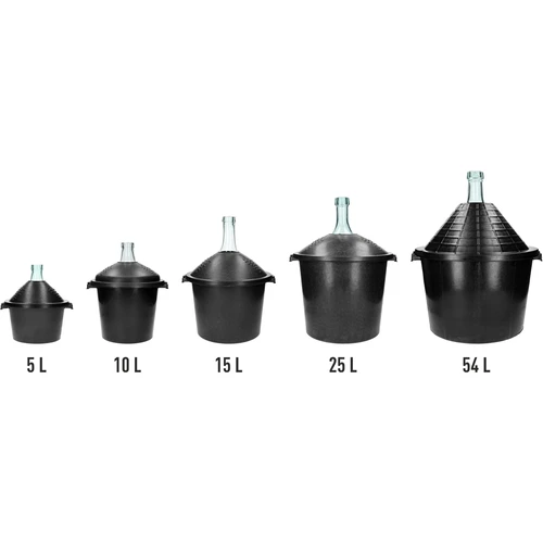 Skleněný demižon na víno 5 L - v plastovém koši - 6