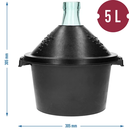 Skleněný demižon na víno 5 L - v plastovém koši - 7