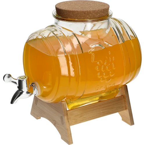 Skleněný soud 3 L, se širokým hrdlem, korkem, podstavcem a kohoutkem - 4