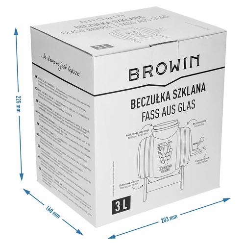 Skleněný soud 3 L, se širokým hrdlem, korkem, podstavcem a kohoutkem - 8