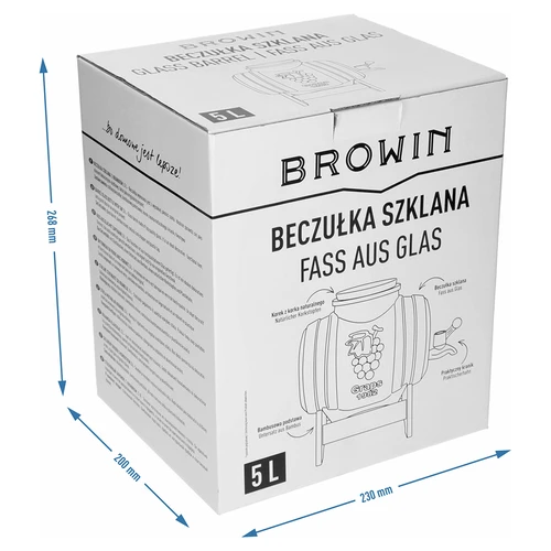 Skleněný soud 5 L, se širokým hrdlem, korkem, podstavcem a kohoutkem - 8
