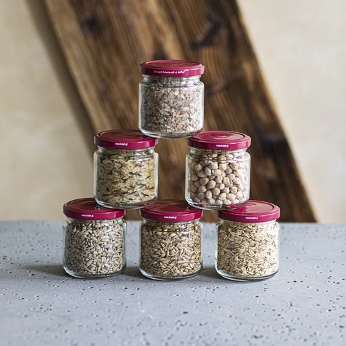 Sklenice 212 ml fi66/4 s bordovým víčkem 6 ks. - 5