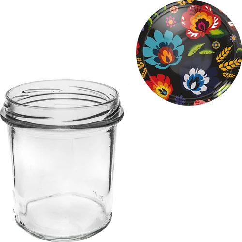 Sklenice 350 ml s barevným víčkem - 6 ks - 7