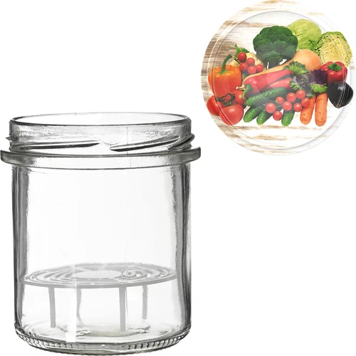 Sklenice 350 ml s víčkem a přítlačným diskem - 6 ks - 8