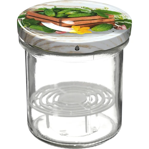 Sklenice 350 ml s víčkem a přítlačným diskem - 6 ks - 3