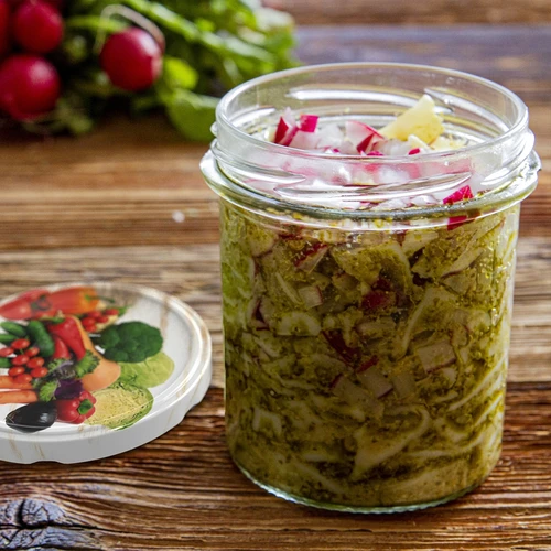 Sklenice 350 ml s víčkem a přítlačným diskem - 6 ks - 13