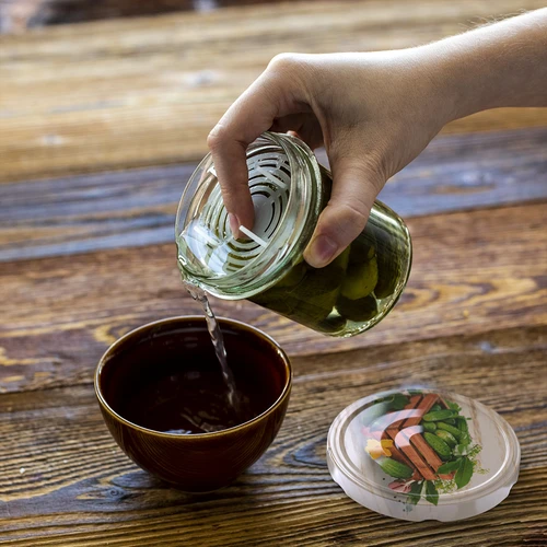 Sklenice 350 ml s víčkem a přítlačným diskem - 6 ks - 12