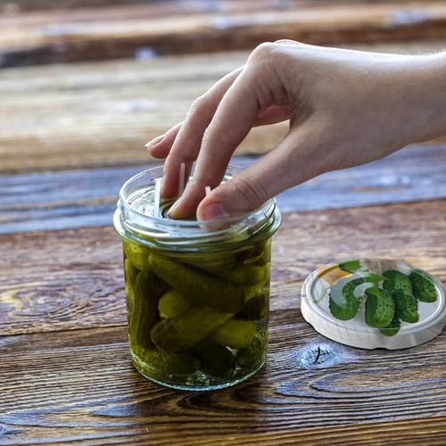 Sklenice 350 ml s víčkem a přítlačným diskem - 6 ks - 11