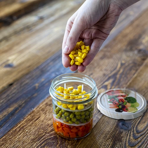 Sklenice 350 ml s víčkem a přítlačným diskem - 6 ks - 14