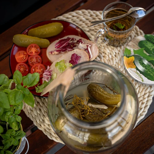 Sklenice 4 L, barevné víčko + vidlička nebo kleště - 8