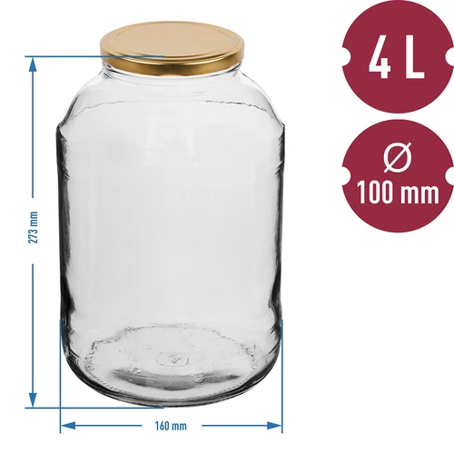 Sklenice 4 L s víčkem ø 100 - 3