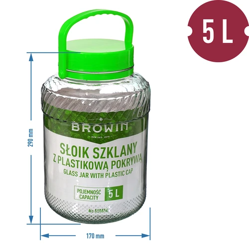 Sklenice 5 L s kleštěmi - zelené víčko - 6