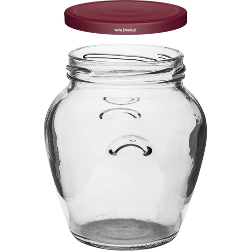 Sklenice Amfora 580 ml (fi 82) s bordovým víčkem 6 ks - 3