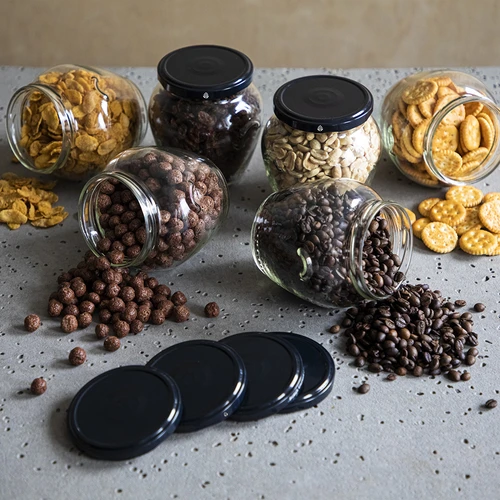 Sklenice Amfora 580 ml (fi 82) s černým víčkem 6 ks - 6