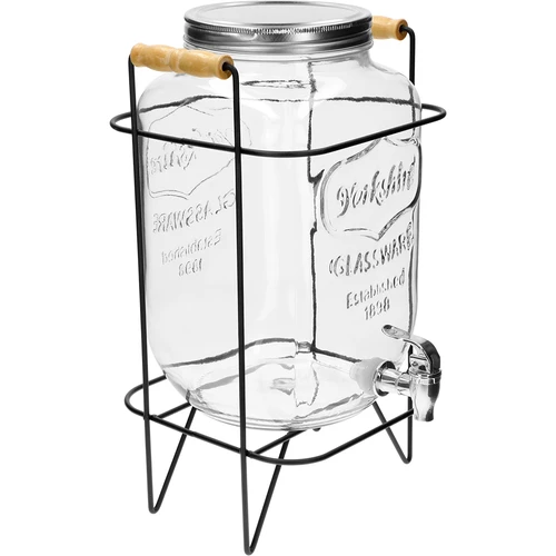 Sklenice Limonáda 8 L - s kohoutkem, na kovovém stojanu s držadly