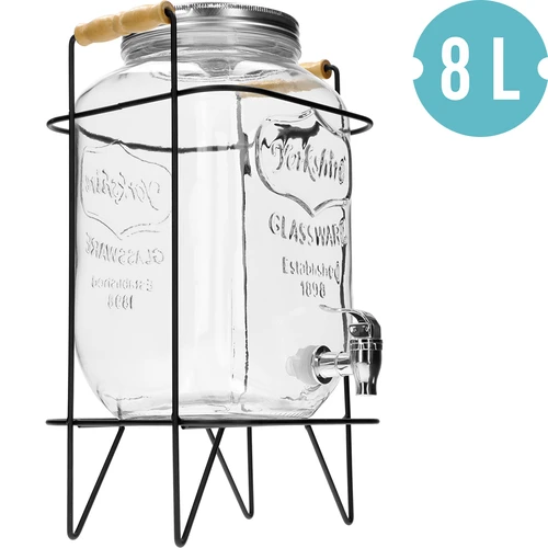 Sklenice Limonáda 8 L - s kohoutkem, na kovovém stojanu s držadly - 2