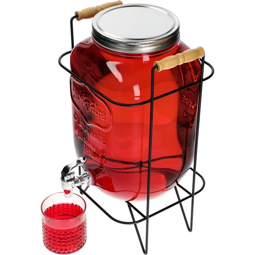 Sklenice Limonáda 8 L - s kohoutkem, na kovovém stojanu s držadly - 5