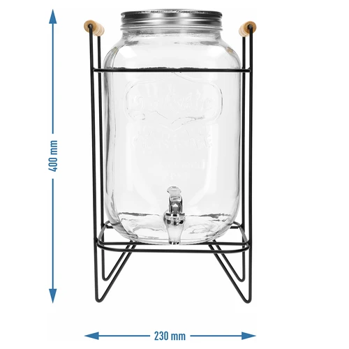 Sklenice Limonáda 8 L - s kohoutkem, na kovovém stojanu s držadly - 6