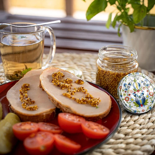 Sklenice o objemu 212 ml, s barevnými víčky ø 66. - 14