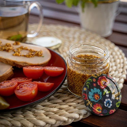 Sklenice o objemu 212 ml, s barevnými víčky ø 66. - 15