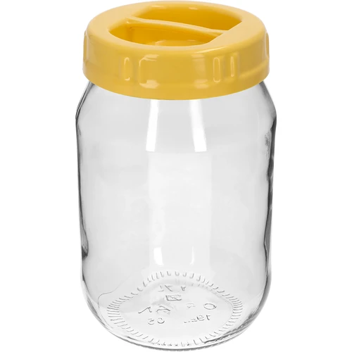 Sklenice TO 1,7 l se žlutým plastovým víčkem s úchytem, Ø 100 mm, 1 ks.