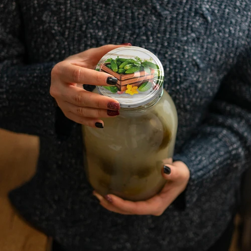 Sklenice TO 2 L, fi 82/6 s barevným víčkem + kleště - 5